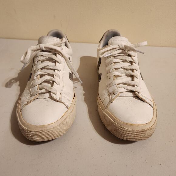 VEJA Campo Women's Sz US 10/ EU 41 White Khaki Leather Low Top Sneakers - Picture 2 of 10